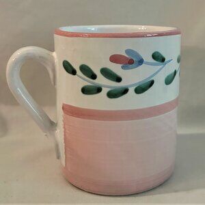 CALECA Hand Made Hand Painted in Italy Pottery Mug Pink Garland